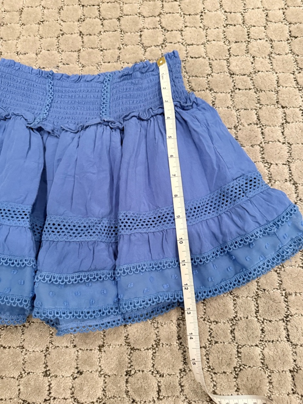 Katie J NYC Tween Blue Tiered Smocked Waist Skirt - Picture 10 of 13